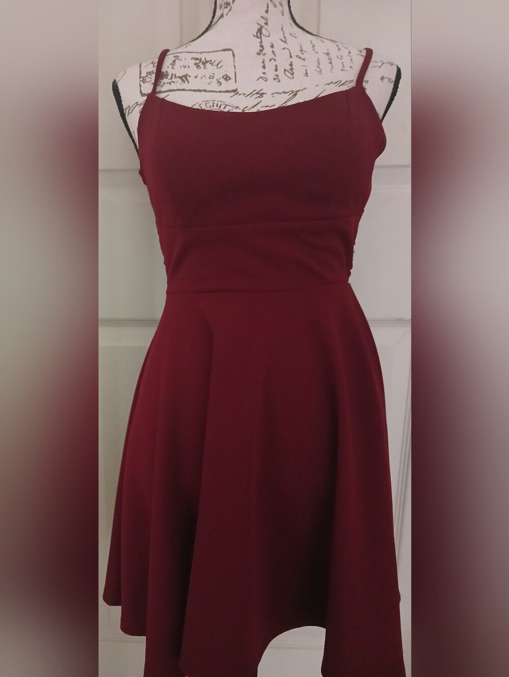 5/$25 City Studio Wine Red Mini Fit-and-Flare Dress